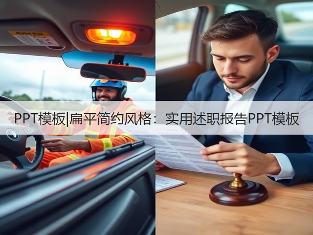 PPT模板|扁平简约风格：实用述职报告PPT模板(图1)