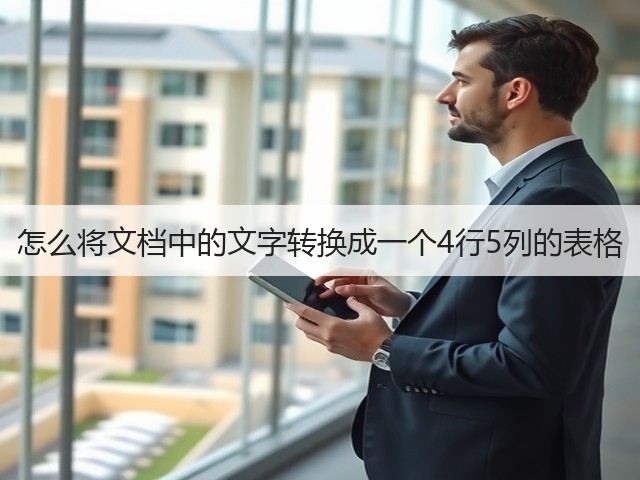 怎么将文档中的文字转换成一个4行5列的表格(图1) 怎么将文档中的文字转换成一个4行5列的表格(图1)