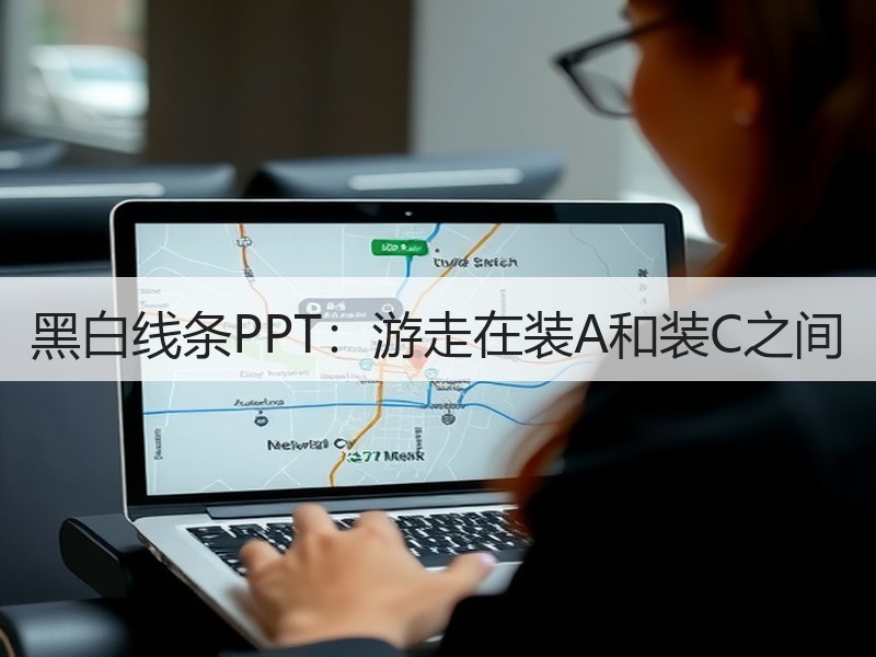 黑白线条PPT：游走在装A和装C之间 - 诺云壹观办公网