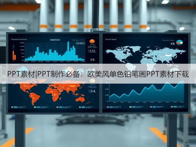 PPT素材|PPT制作必备：欧美风单色铅笔画PPT素材下载(图3)