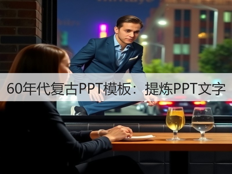 60年代复古PPT模板：提炼PPT文字 - 诺云壹观办公网