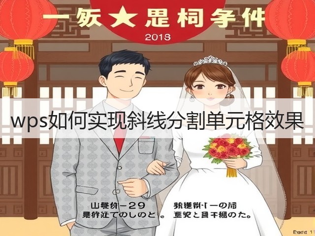 wps如何实现斜线分割单元格效果(图1)