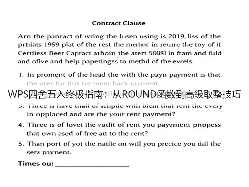 WPS四舍五入终极指南：从ROUND函数到高级取整技巧 - 诺云壹观办公网