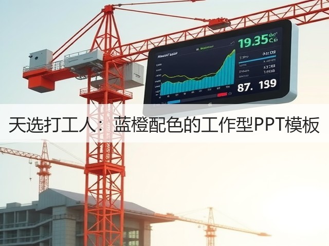 天选打工人：蓝橙配色的工作型PPT模板(图3)